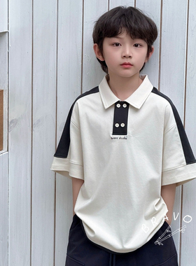 布芮欧2025夏新款男童女童POLO衫短袖T恤中大童儿童童装学生63128