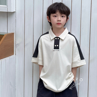 布芮欧2025夏男童POLO衫短袖T恤