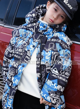 木瓜汁2024冬新款男童女童连帽羽绒服外套儿童白鸭绒童装潮28021