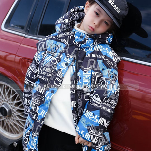 木瓜汁2024冬新款男童女童连帽羽绒服外套儿童白鸭绒童装潮28021