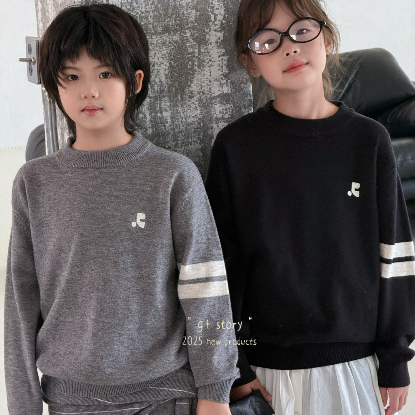 G+品牌2025秋冬冬款男女童圆领毛衣针织衫打底衫中大童儿童52838