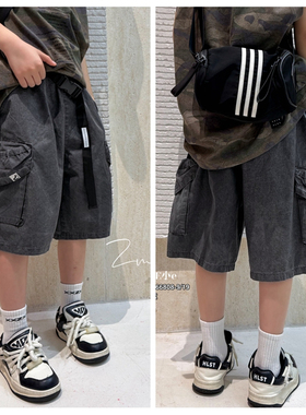 大e小e2025夏新款男童女童工装休闲短裤中裤中大童儿童潮66808