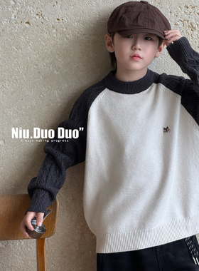 牛哆哆2025秋冬款男女童圆领毛衣针织毛线打底衫中大童儿童15272