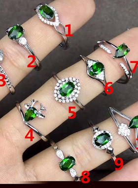 绿色纯银天然透辉石戒指新年特价