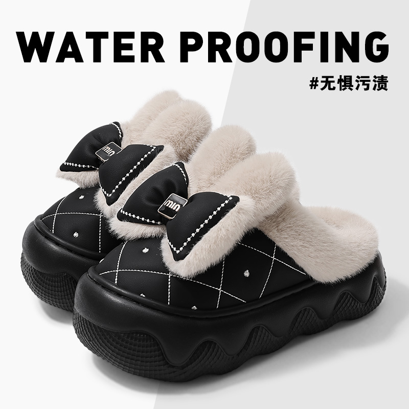 蝴蝶结儿童棉拖鞋女童冬季