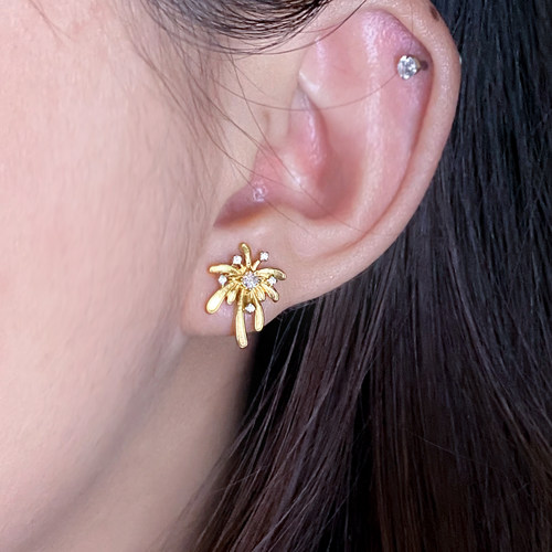 烟火钛合金内螺旋新年耳钉