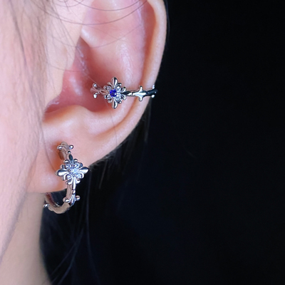 钛合金鸢尾十字直针耳圈养耳洞