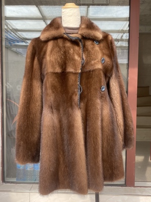 蜜棕色两面穿进口中古貂皮皮草大衣皮质柔软底绒超厚款式少有不撞