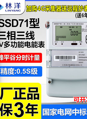 正品江苏林洋DSSD71三相三线多功能尖峰谷平高压100V高精度电度表