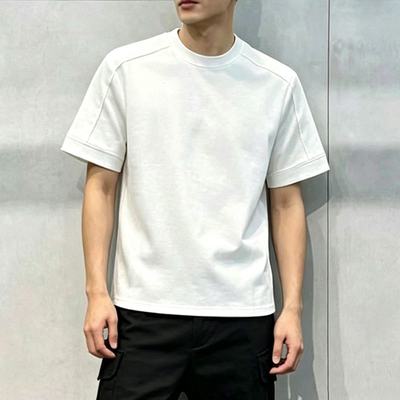 夏季重磅男士拼接设计感短袖T恤