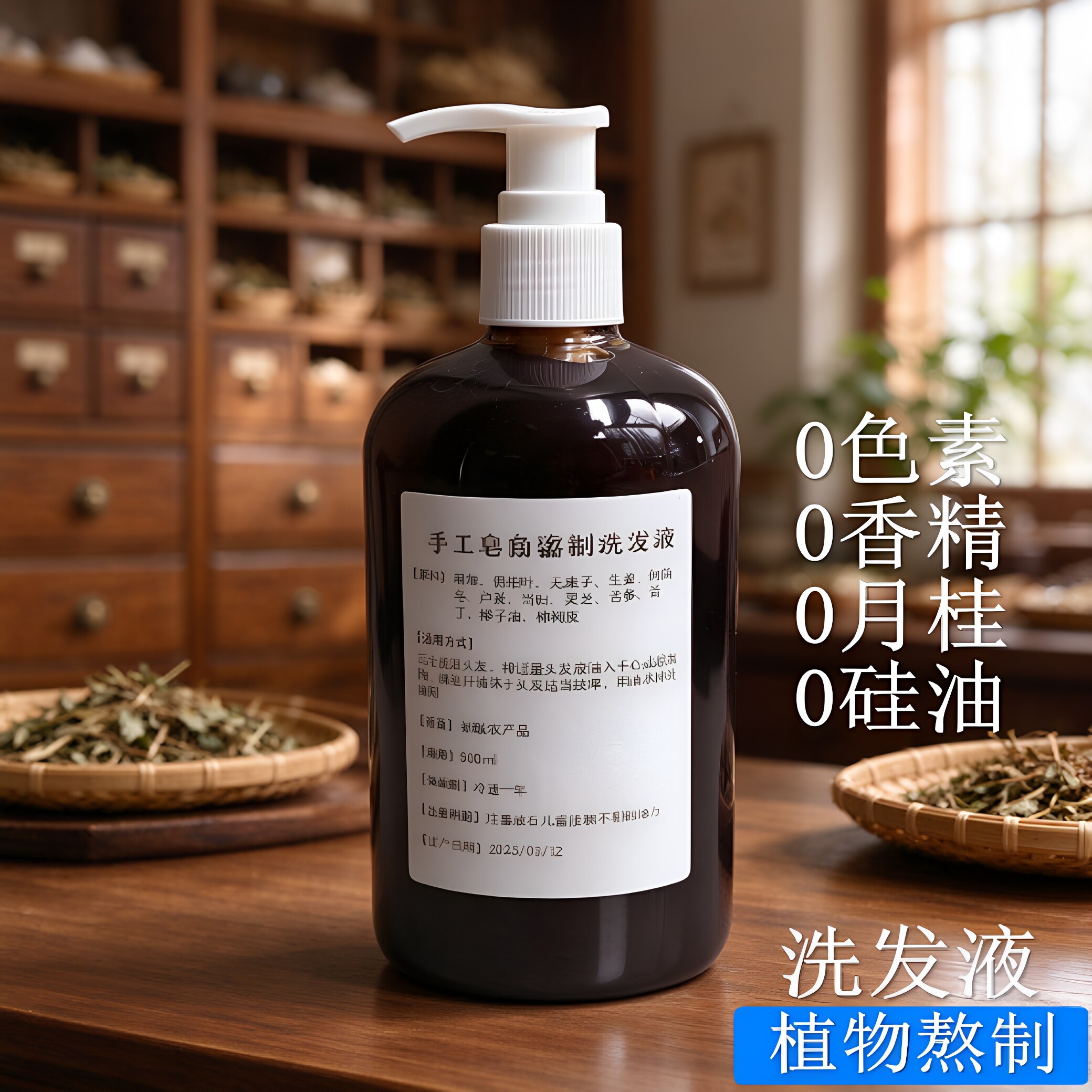 熬制皂角何首乌生姜侧柏叶洗发水
