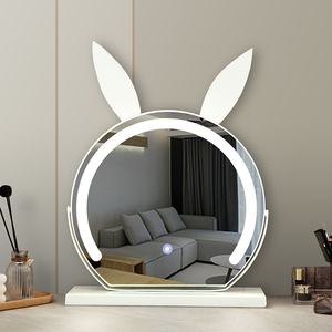 兔子化妆镜台式桌面led带灯补光智能梳妆台旋转家用美妆网红ins风