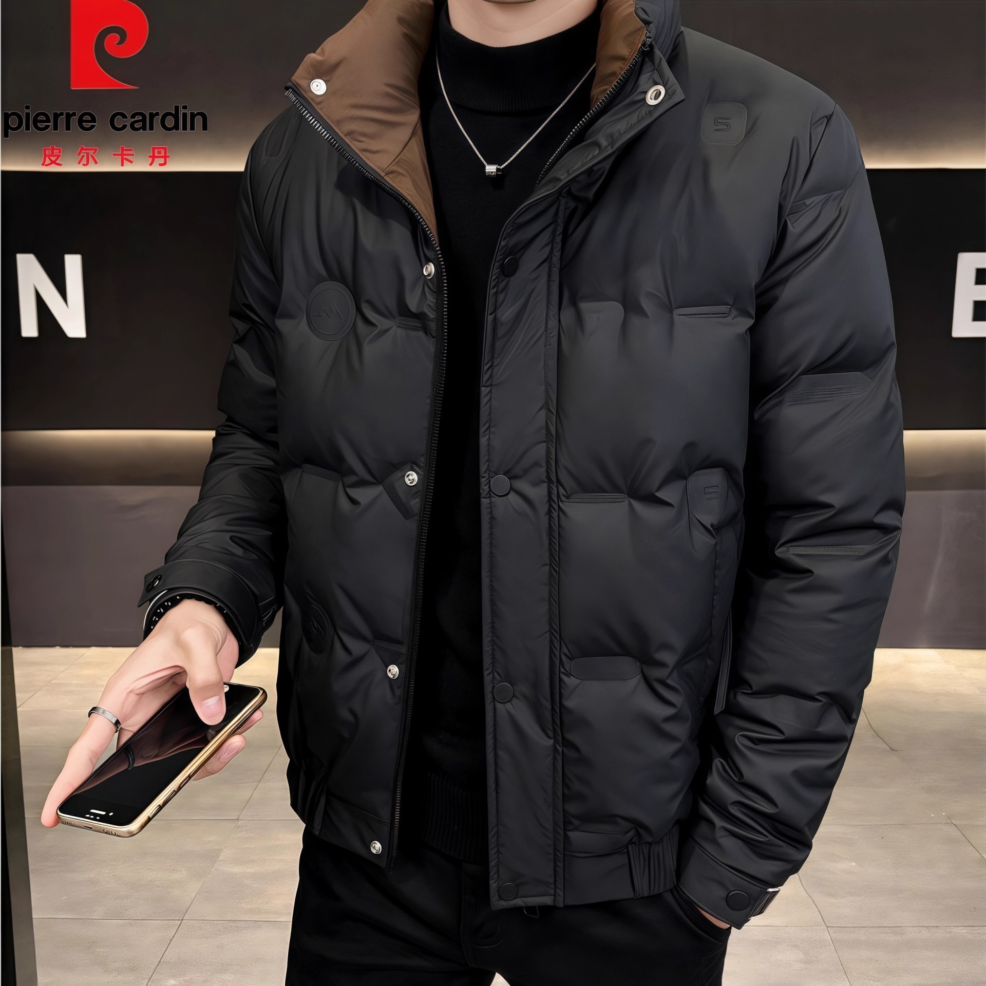 皮尔卡丹羽绒服男士冬季新款休闲百搭鸭绒保暖外套潮流短款防寒服