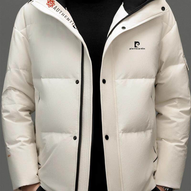 皮尔卡丹冬季男轻薄羽绒服2025新款休闲百搭立领连帽短款保暖外套