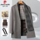 爸爸装 皮尔卡丹羊绒大衣男中长款 秋冬季 中年羊毛呢围巾领加厚外套
