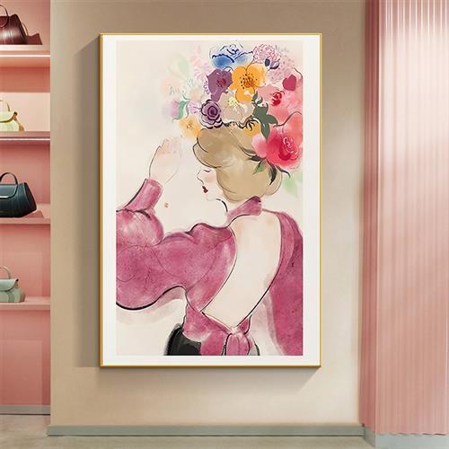 艺术美女人物装饰画现代简约玄关楼梯过道走廊壁画进门主卧室挂画