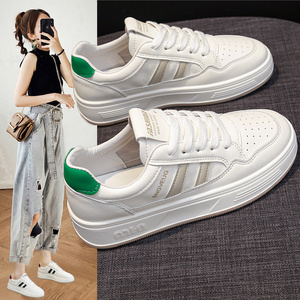 德训小白鞋女春秋平厚底2026夏季薄新款流行爆单百搭休闲运动板鞋