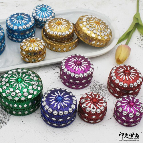 印度风尚彩色闪粉镜片首饰盒