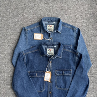 男百搭休闲厚款 春秋款 牛仔衬衫 水洗长袖 宽松寸衣外套 重磅大码