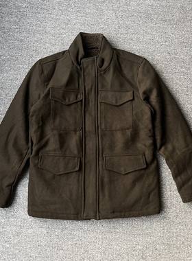 美式复古52羊毛混纺工装多袋M65夹克内里加厚仿羊羔绒立领外套男