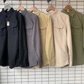 纯棉水洗做旧细帆布面料工装 春秋款 男装 衬衫 休闲衬衣潮外套 长袖