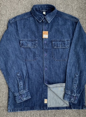 春秋款牛仔衬衫男长袖港风日系宽松休闲蓝色水洗工装衬衣百搭外套