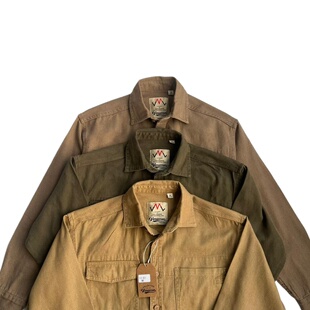 粗式 长袖 帆布水洗工装 外套男士 纯色翻领衬衣休闲百搭 衬衫 春秋款