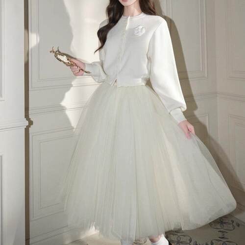 avenement/法式网纱半身裙中长裙宫廷风古典a字蓬蓬裙纱裙女