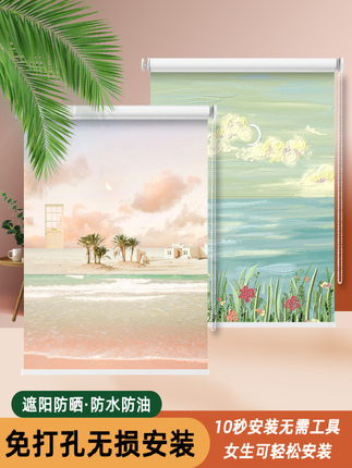 Roller Blinds Can Be Installed Without Punching, Blackout and Sunshade, New Roller-Pull Bathroom Blinds, Adjustable Window Sun Protection