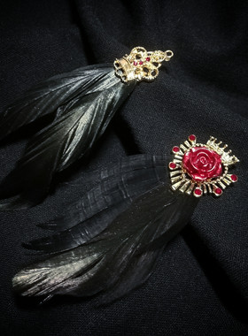 时空中的绘旅人同人叶塞大陆罗夏皇冠玫瑰黑色羽毛胸针
