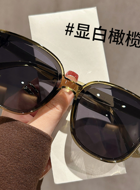 2025新款显白橄榄色墨镜女款高级感大框显脸小开车防紫外线太阳镜