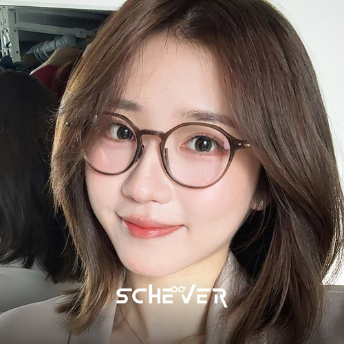 超轻TR冷茶色眼镜女早八素颜