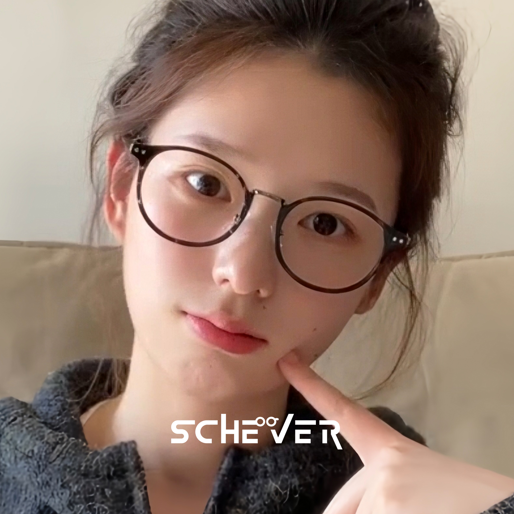 复古玳瑁圆框眼镜女近视防蓝光