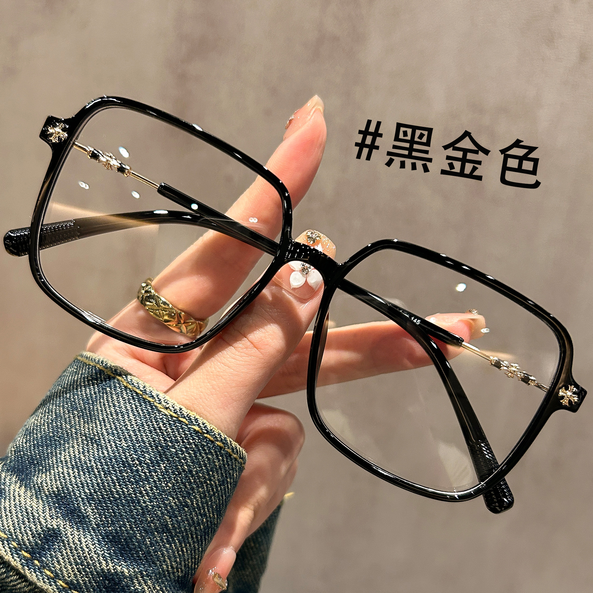 黑框韩系近视眼镜女度数可配