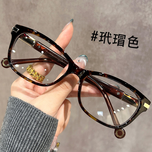 复古玳瑁老钱风窄框眼镜女近视