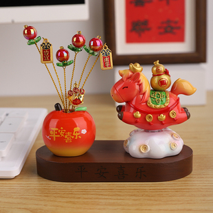 国潮马上有钱招财小摆件马年工位桌面创意伴手礼车内装饰开业送礼