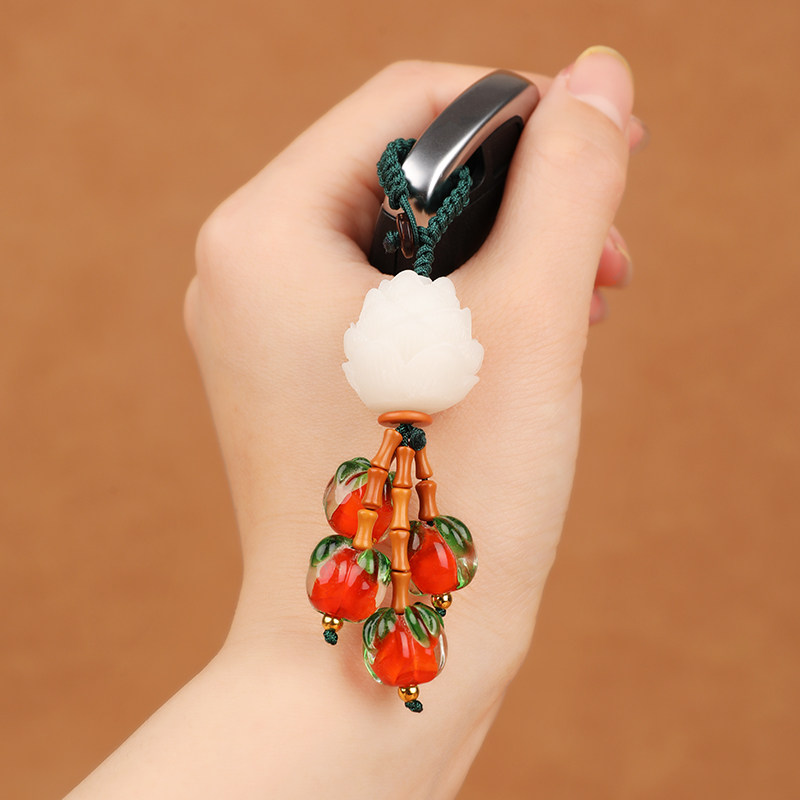 柿柿如意钥匙扣挂件菩提莲花手工制作好柿发生女汽车精致手机挂饰,汽车用品/电子/清洗/改装,车用钥匙扣,淘宝优惠券,粉丝福利购,淘宝优惠卷