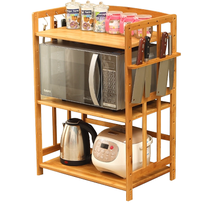 楠竹落地式微波炉烤箱架