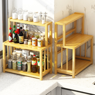 厨房调料架子置物架台面多层油盐酱醋收纳架双层家用小型楠竹木架