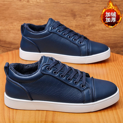 2025年冬季新款加绒加厚男士全黑板鞋韩版时尚保暖棉鞋百搭男鞋子