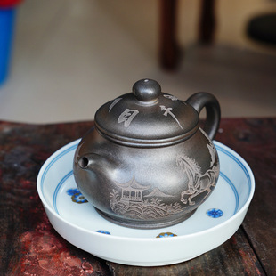 骏马潘壶礼品茶具原矿高温云雾泥大容量紫砂茶壶批发宜兴紫砂壶