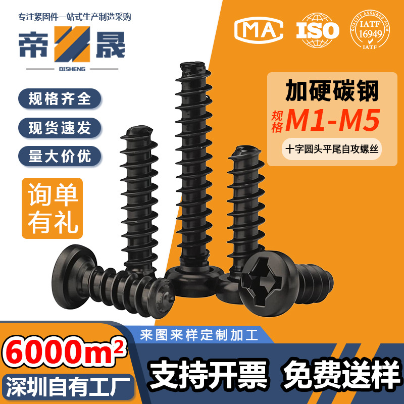 PB十字黑色圆头平尾自攻螺丝槽盘头平尾自攻螺钉M1.6M2M2.5M3M4M5