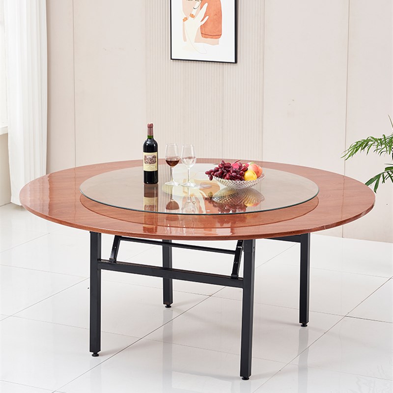 实木大圆桌家用10人饭桌饭店酒店餐桌15人圆桌面带转盘12人圆台面