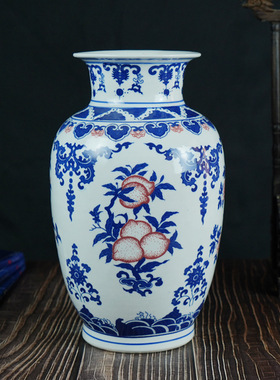 景德镇青花釉里红仿古中式陶瓷花瓶家居客厅装饰工艺品摆件