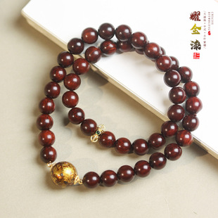天然印度小叶紫檀8mm双圈手链大漆珠高级感设计男女士款手串佛珠