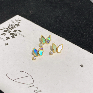 仙人 钛合金“贝母蝴蝶”镀金耳钉耳蜗钉耳骨钉 16g内螺纹养耳洞