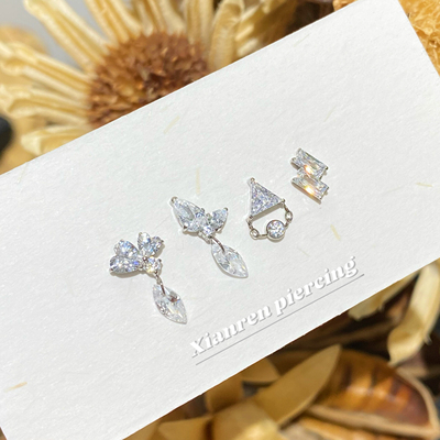 仙人 钛合金“树上岛”耳钉/耳坠钉/耳骨钉/flat大钻 16g内螺纹