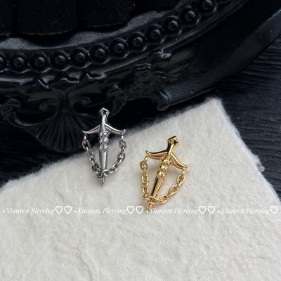 仙人 高品质钛合金“沉沦”镀金耳钉耳骨钉flat 16g 免摘睡觉防敏