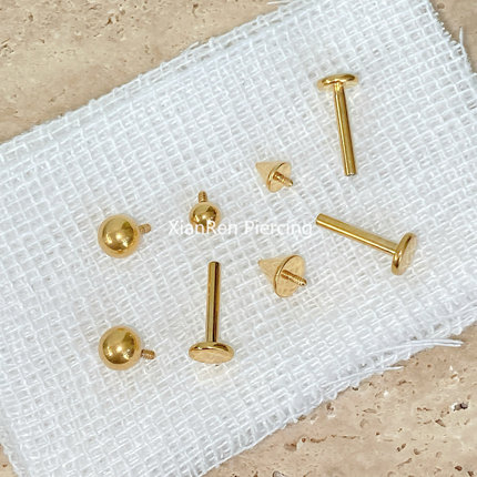 仙人 F136钛合金镀金/白金16g底座/球球/C环/弯杆 替换配件内螺纹