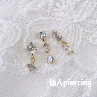 仙人 钛合金16/18g 浅野荼梦 镀金 耳坠 耳骨钉 耳钉 内螺纹防敏